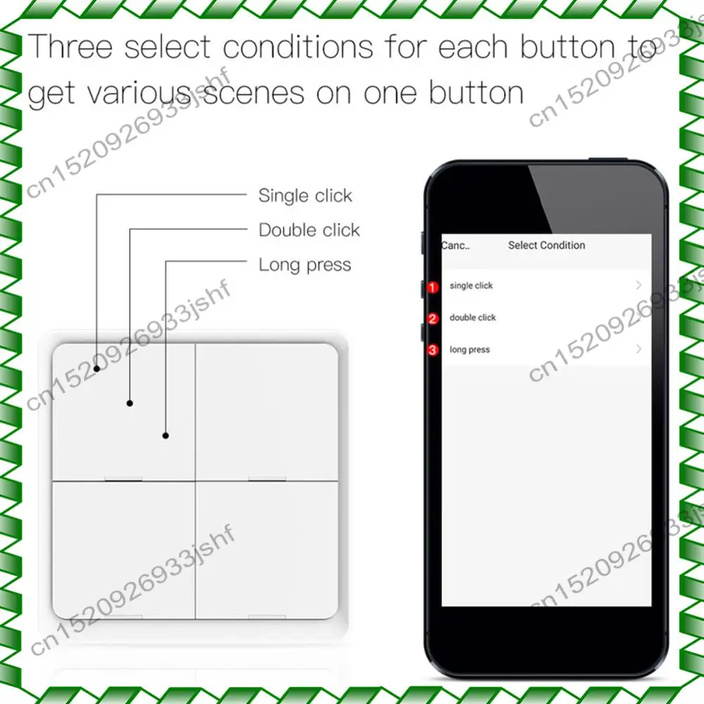 -BOFF 1 PC 4 Gang Tuya Zigbee Wireless 12 Scene Switch Push Button Controller Battery Powered Automation Scenario ABS For Tuya D