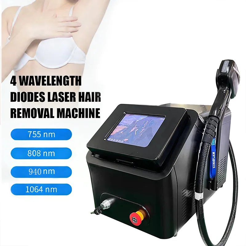 4 Wavelengths 755/808/940/1064nmSoprano Platinum Diode Lase Hair Removal Machine Ice Titanium Painless Permanent Epilator 4000W