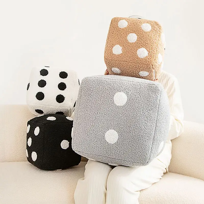 Cute Dice Plush Pillow 20/30cm Cube Dice Seat Stool Soft Teddy Fleece Square Cushion Home Decor Photography Prop Stuffed Gift