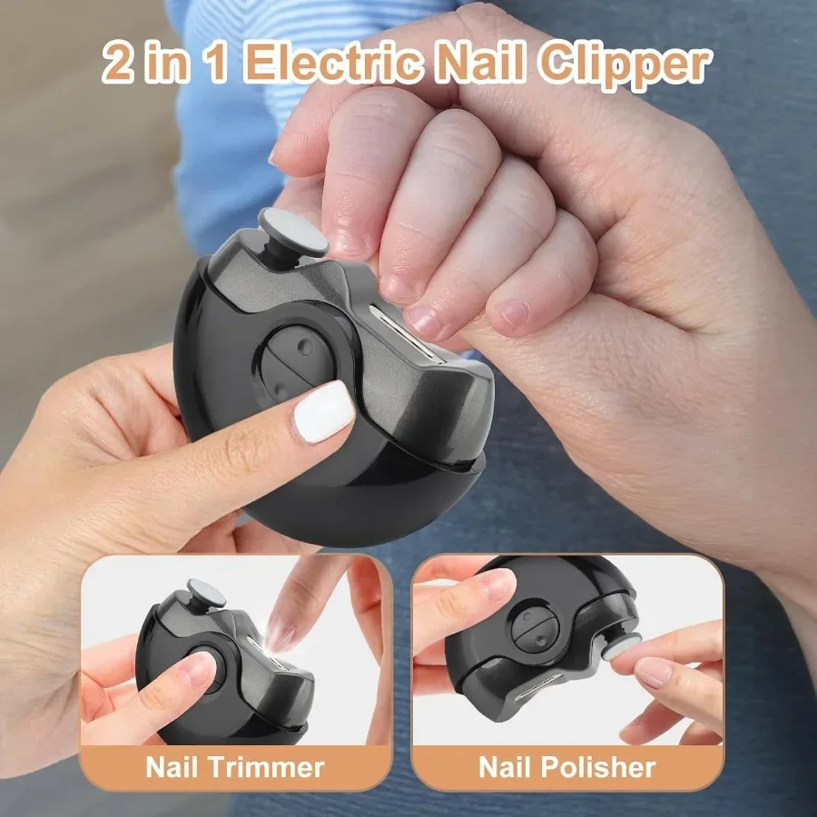 성인용 자동 광택 및 칩 보관 기능이 있는 2 in 1 전기 손톱깎이, 노인용 휴대용 및 인체공학적 디자인