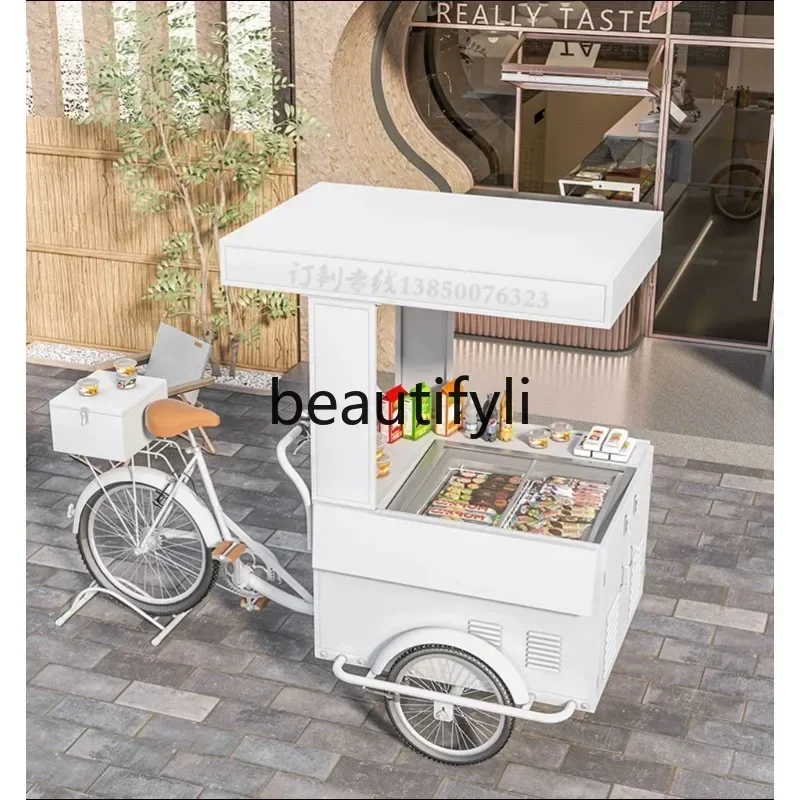 35Mobile Cycling Reverse Donkey Ice Cream Cart Display Cabinet Multi-Functional for Mall Display