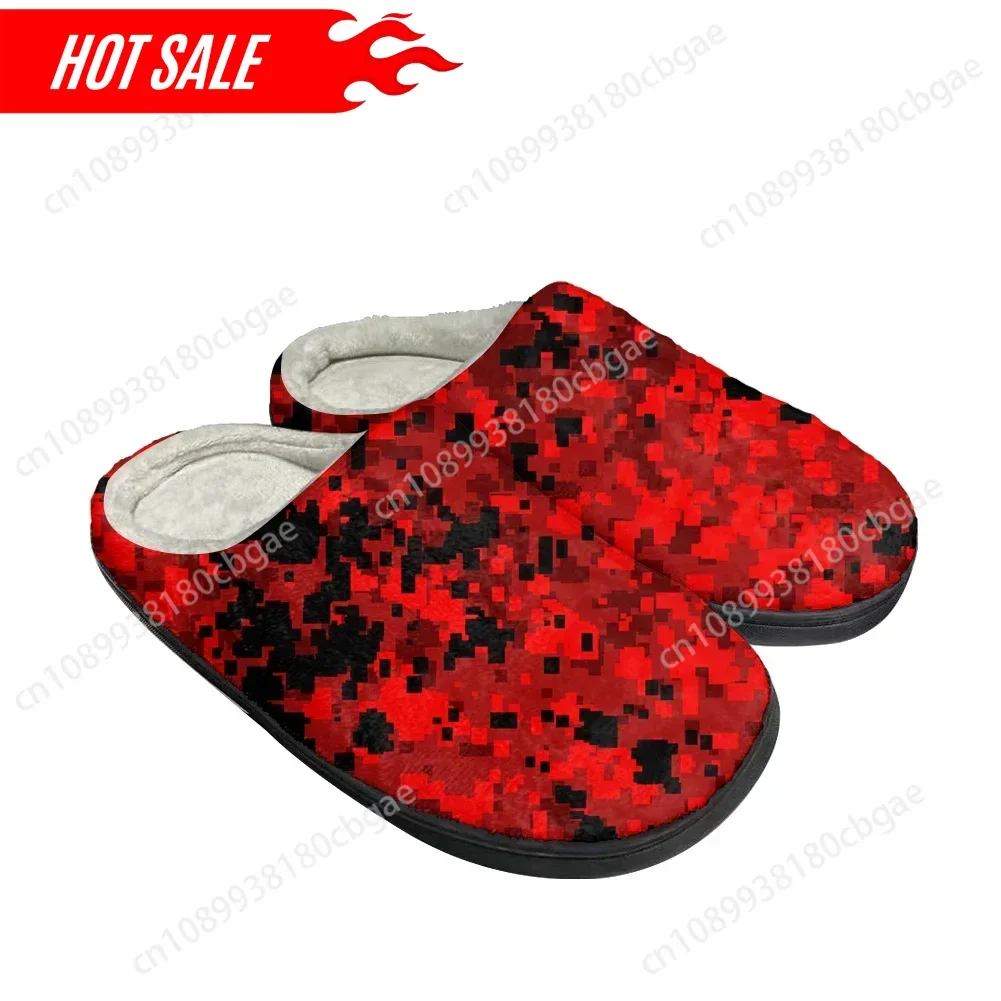 

Camo Red Balck Home Cotton Custom Slippers Mens Womens Sandals Camouflage Plush Bedroom Casual Keep Warm Shoes Thermal Slipper