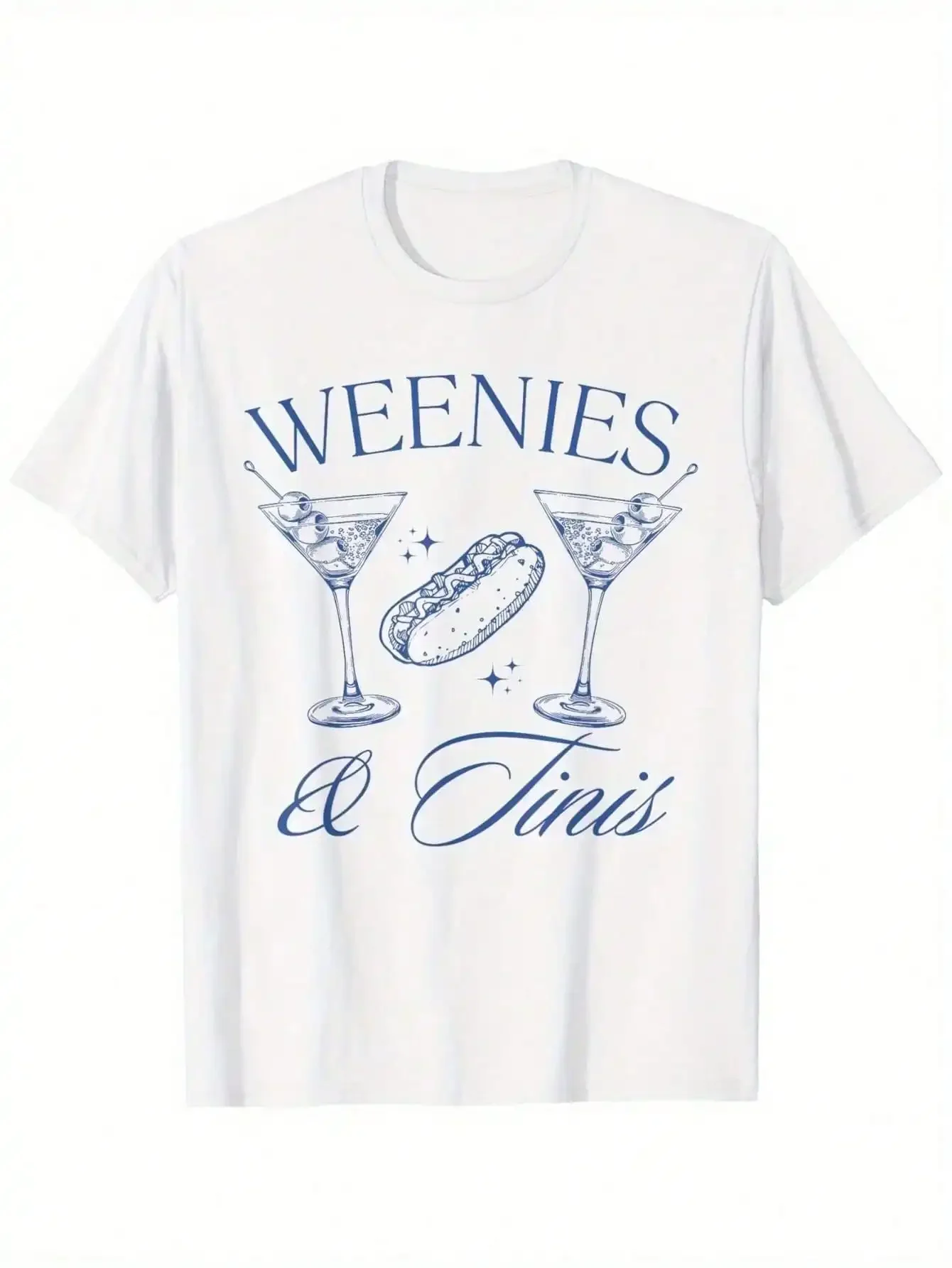 [Soft Martini Party Tee] Super Soft Martini Cocktail Party T-Shirt - Weenies And Tinis Hot Dogs Fashionable Cotton Short Sleeve