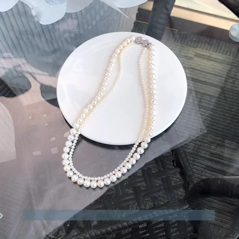 

Двухслойное ожерелье с ключицей из пресноводного жемчуга, один многослойный