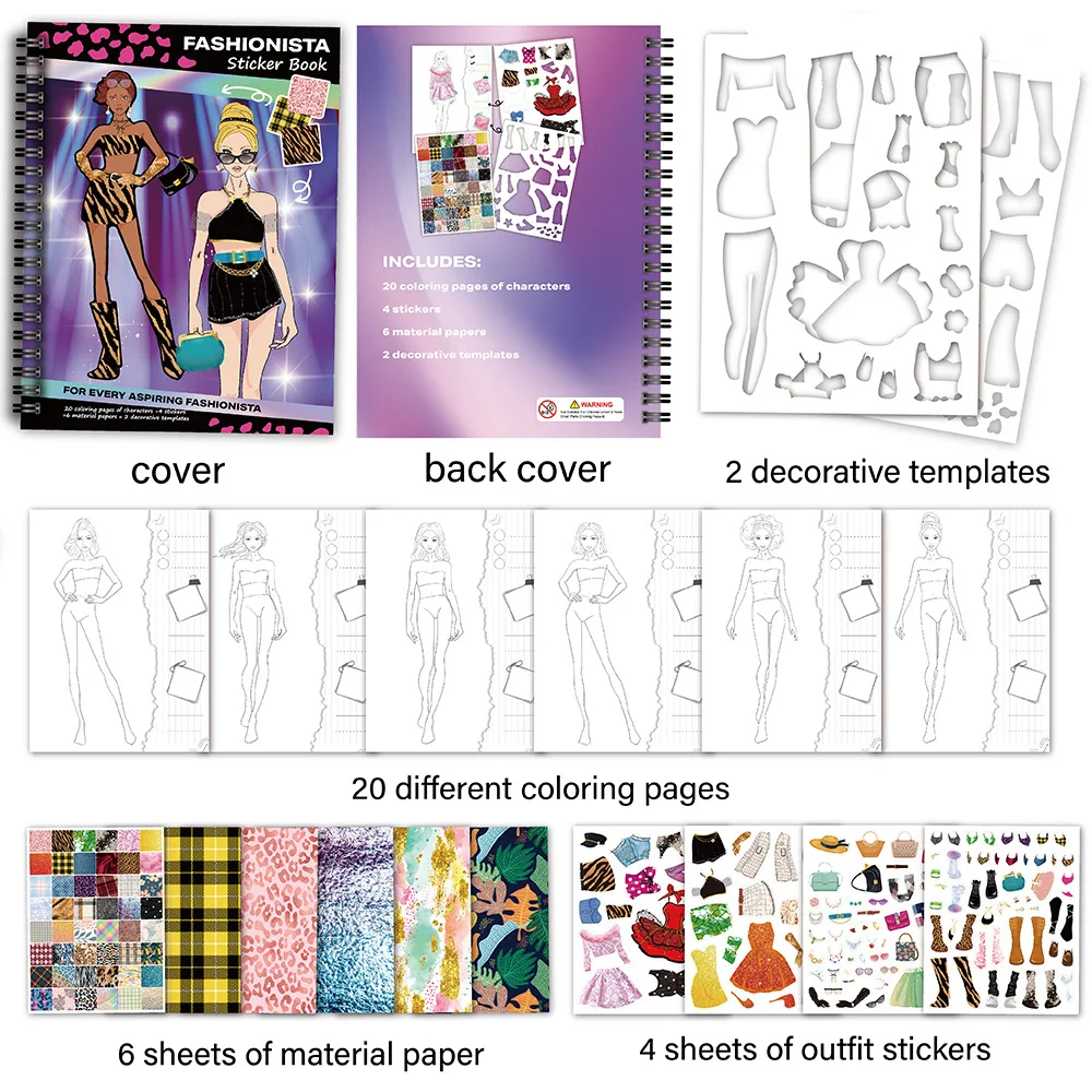 Nuevo libro de pegatinas de vestir, conjunto de libros para colorear a la moda, accesorios de Anime Kawaii, regalos bonitos de dibujos animados, juguetes creativos DIY