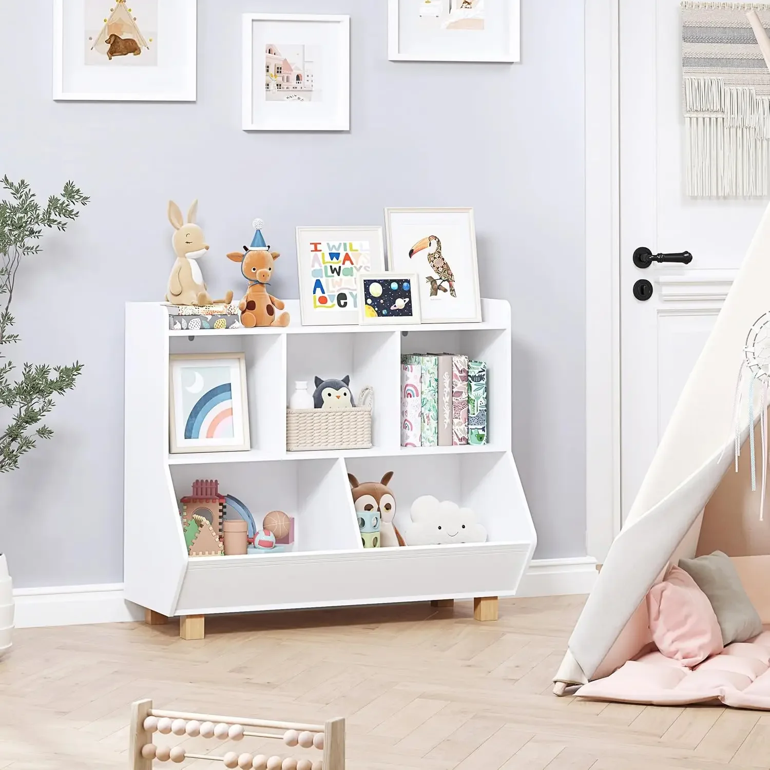 Toy Storage Organizer, Kids Bookshelf and Toy Storage with Legs, 5 Cube Storage Organizer, Children Bookcase for Kids Room, Livi