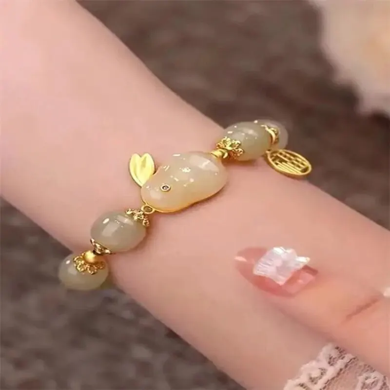 1pc Huan Beauty Jade Rabbit Bracelet Girl Rich Rabbit Small Rabbit Niche Design High Appearance Level Bracelet Gift image 4
