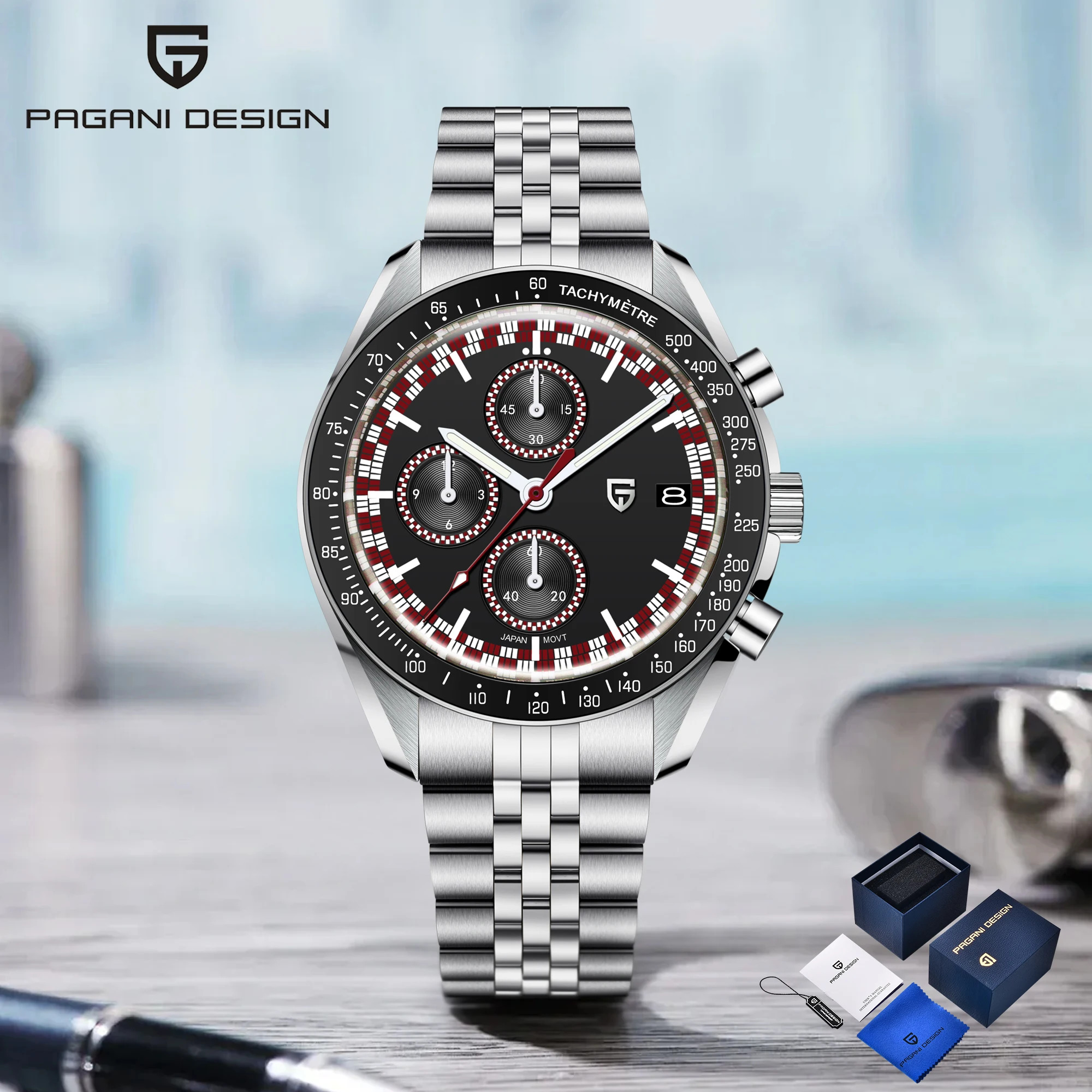 Jam Tangan Pria PAGANI DESIGN Terbaru 2025, Jam Quartz Mewah, Kronograf, Kaca Safir, Kotak Hadiah