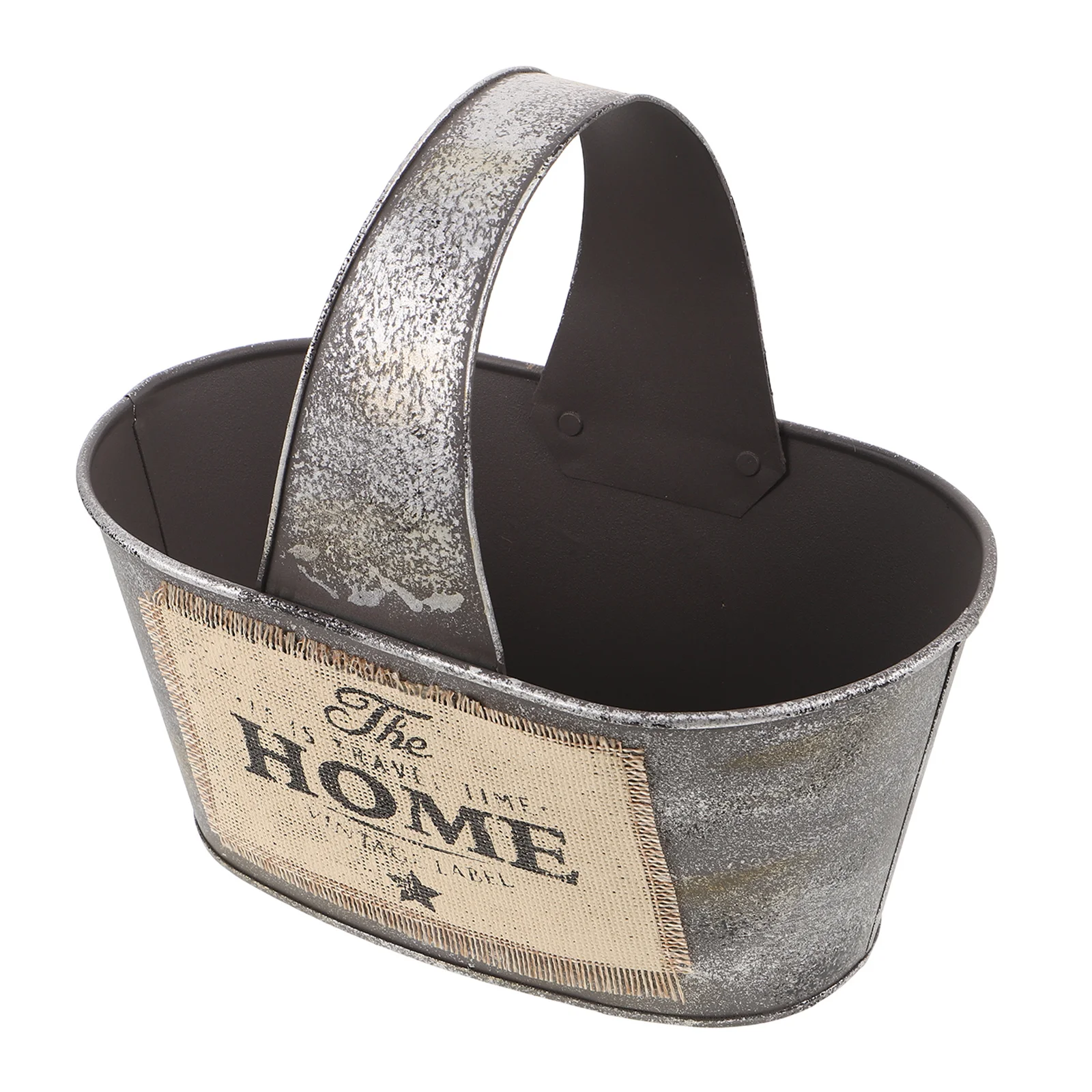 

Vintage Iron Flower Bucket Rustic Metal Planter Indoor Outdoor Decorative Flower Vase Floral Arrangement Holder Desktop Storage