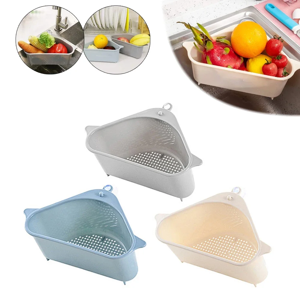 New Multifunctional Corner Sink Drain Rack Shelf Suction Cup Sink Drain Basket Bowl Sponge Holder Kitchen Bathroom Storage Organ