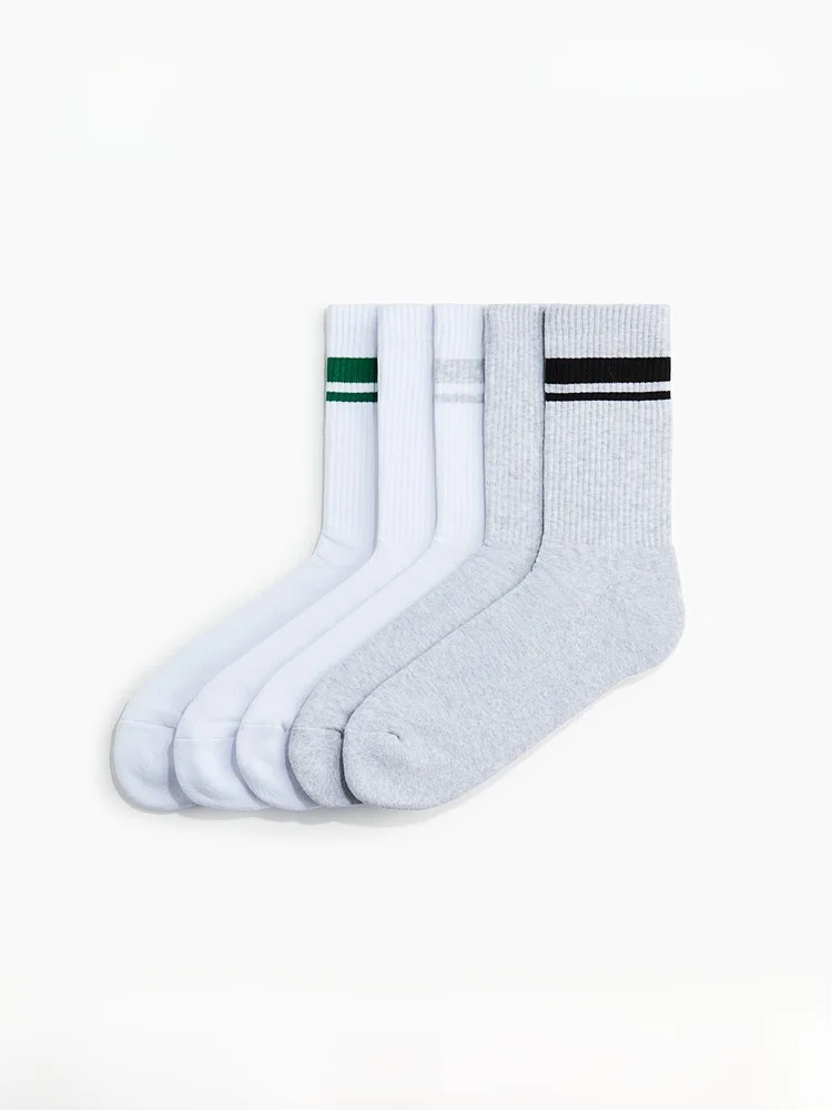 

H&M Men's Fashionable Casual Socks 5 Pairs Set 0647207 Polyester And Spandex for All Seasons Comfortable Breathable