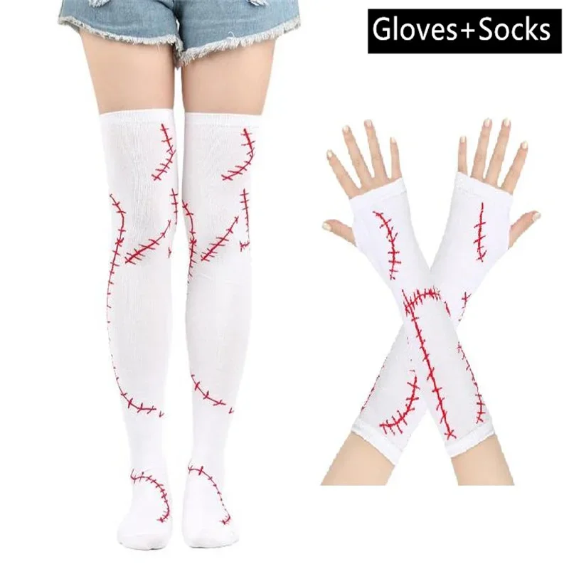 Movie Halloween Sally Cosplay Stockings Gloves Adult Women Full Set Socks Oversleeves Costume Accessories Carnival Props New