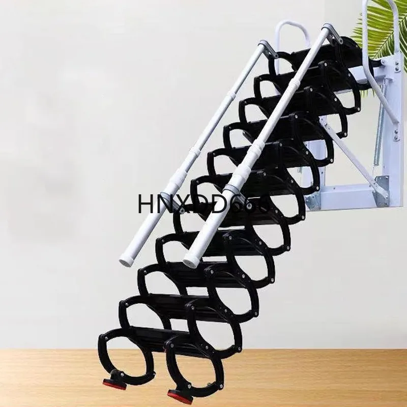 

Wall-Mounted Folding Stairs, Folding Loft Staircase with Handrails,Telescoping Attic Ladder with Pull Down System