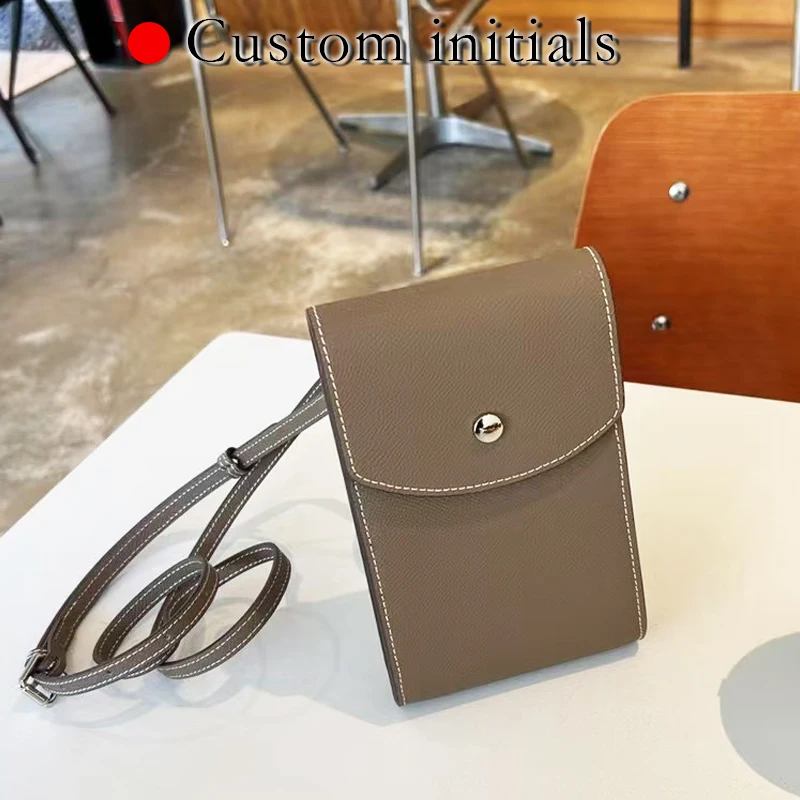 

Сумки-коробки из натуральной кожи с инициалами на заказ для женщин, роскошные дизайнерские сумки, кошельки, новинка 2025 года, из воловьей кожи, мини-мобильный телефон на плечо