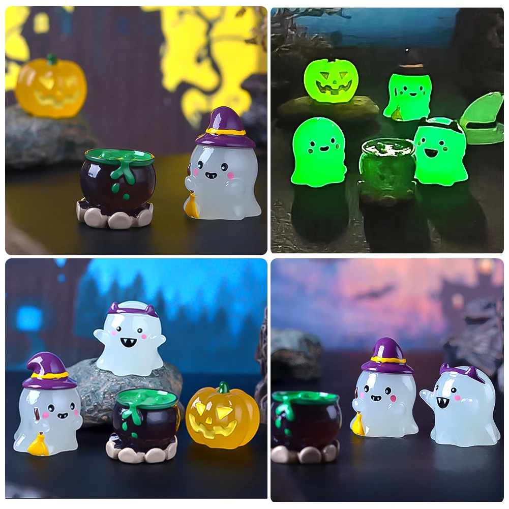 Halloween Micro Landscape Toy Miniature Figurines Resin Craft Mini Fairy Garden Ornaments Cute Pumpkin Ghost Vampire Decoration