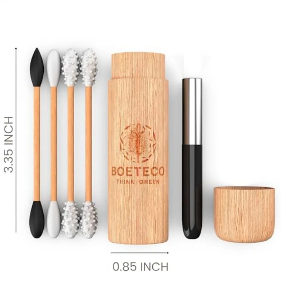 Kit tampone per orecchie e tamponi per trucco riutilizzabili in bambù qtip. 1 custodia con 4 tamponi di cotone riutilizzabili in silicone per orecchie Baby Beauty