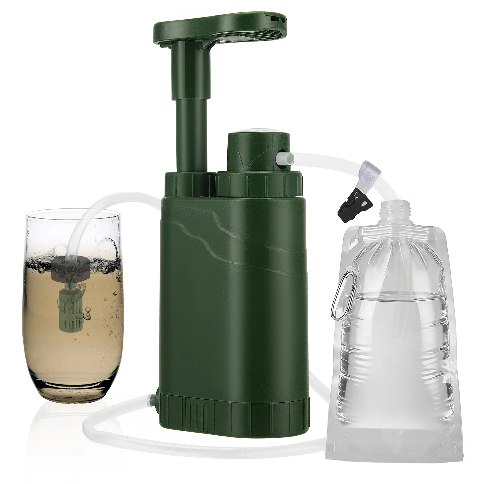 Men Portable with Pump 0.01 Micron Filtration Emergency Drinking Water Purification Prepper Gear Travel Water Filtration System