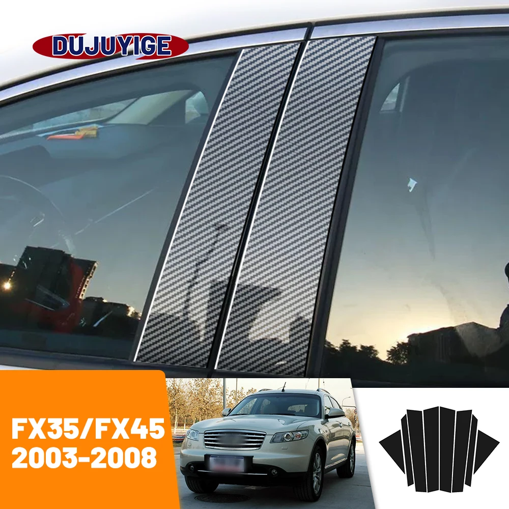 For Infiniti FX35 FX45 2003-2008 2004 2005 2006 2007 Carbon Fiber Window Door Column Deal B C Pillar Post Cover Trim Sticker