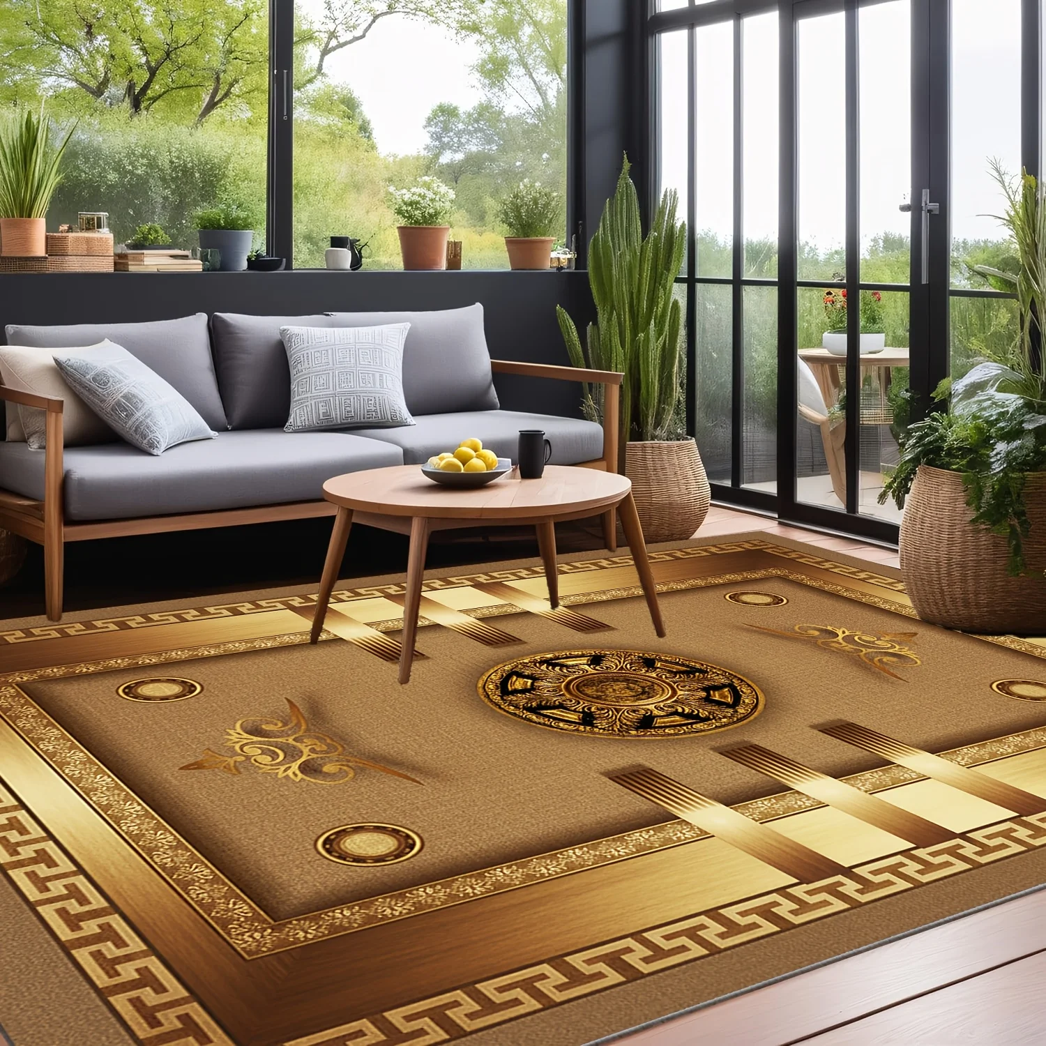 1pc Luxury Velvet Area Carpet | Bohemia Pattern, Non-Slip Polypropylene Backing, Machine Washable, 100% Polyester Fiber, Ideal f