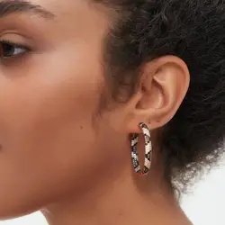 SUNSLL Golden Leopard Snake Pattern Hoop Earrings Inlaid With Zirconia Fashionable Personalized And Bold Jewelry For Women