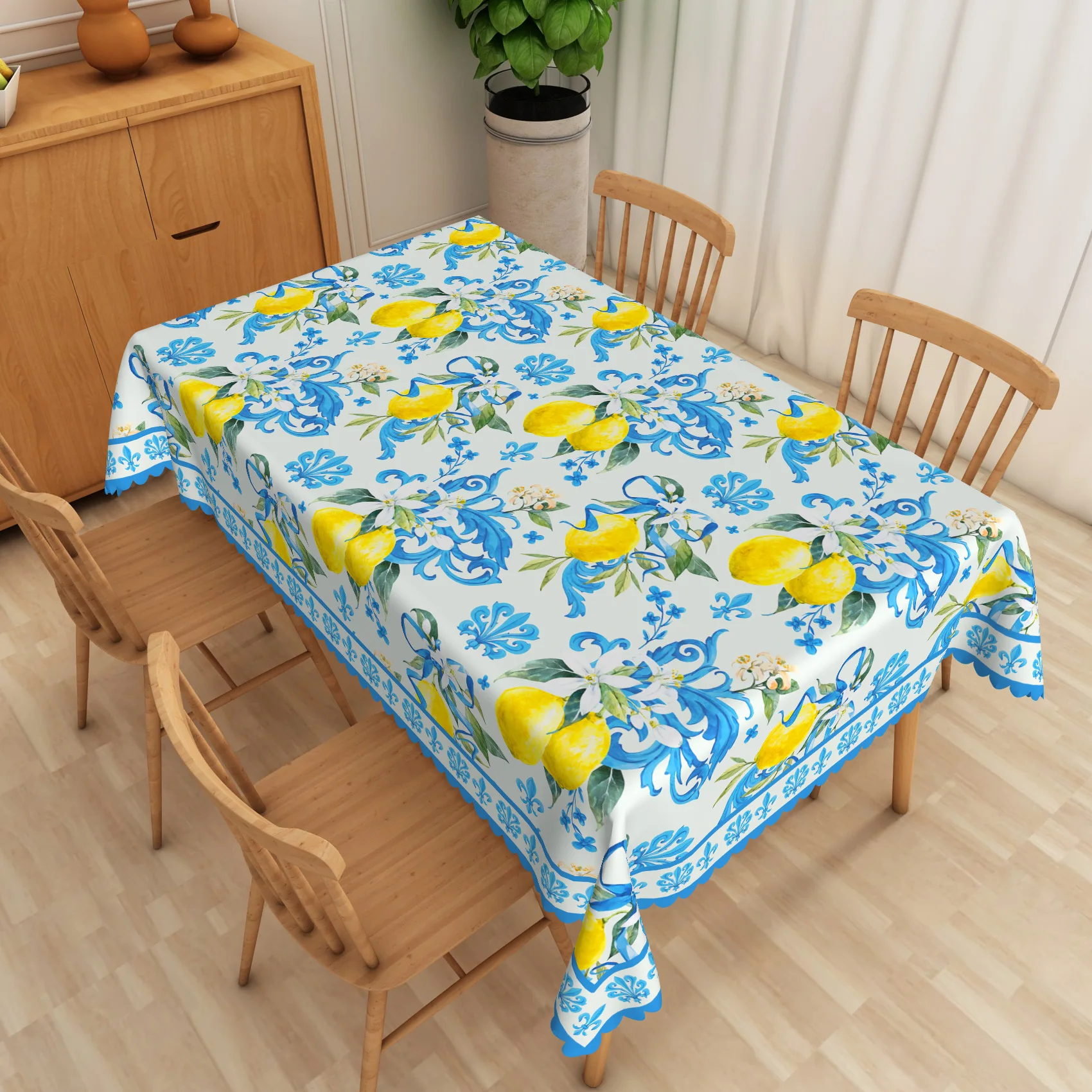 F128 Lemon print kitchen table cloth waterproof and oil proof party party coffee table table cloth table mat