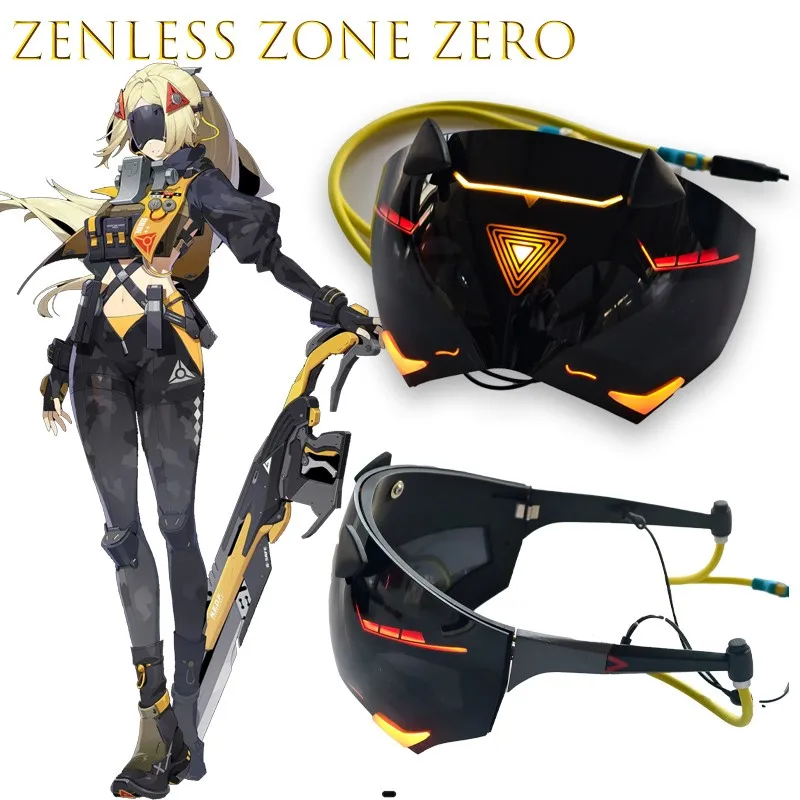 BZenless Zone Zero Trigger Cosplay máscara de media cara de alta calidad Anime parche en el ojo peluca conjunto Obol Squad fiesta de Halloween hombres carnaval