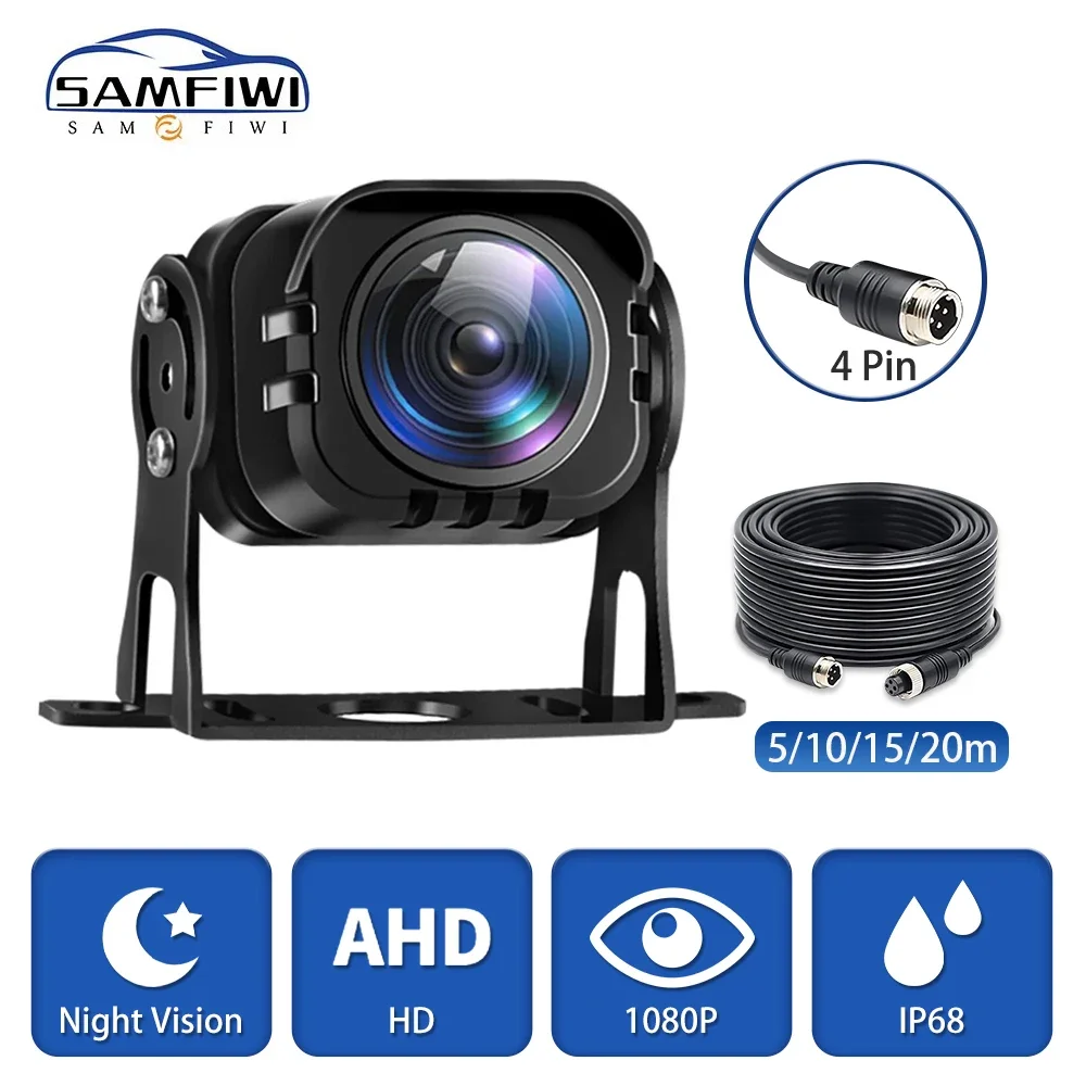 

140° AHD 1080P Reverse Backup Camera Fisheye Wide Angle Lens Starlight Night Vision Car Rear View Camera For Bus Truck 4Pin Wire