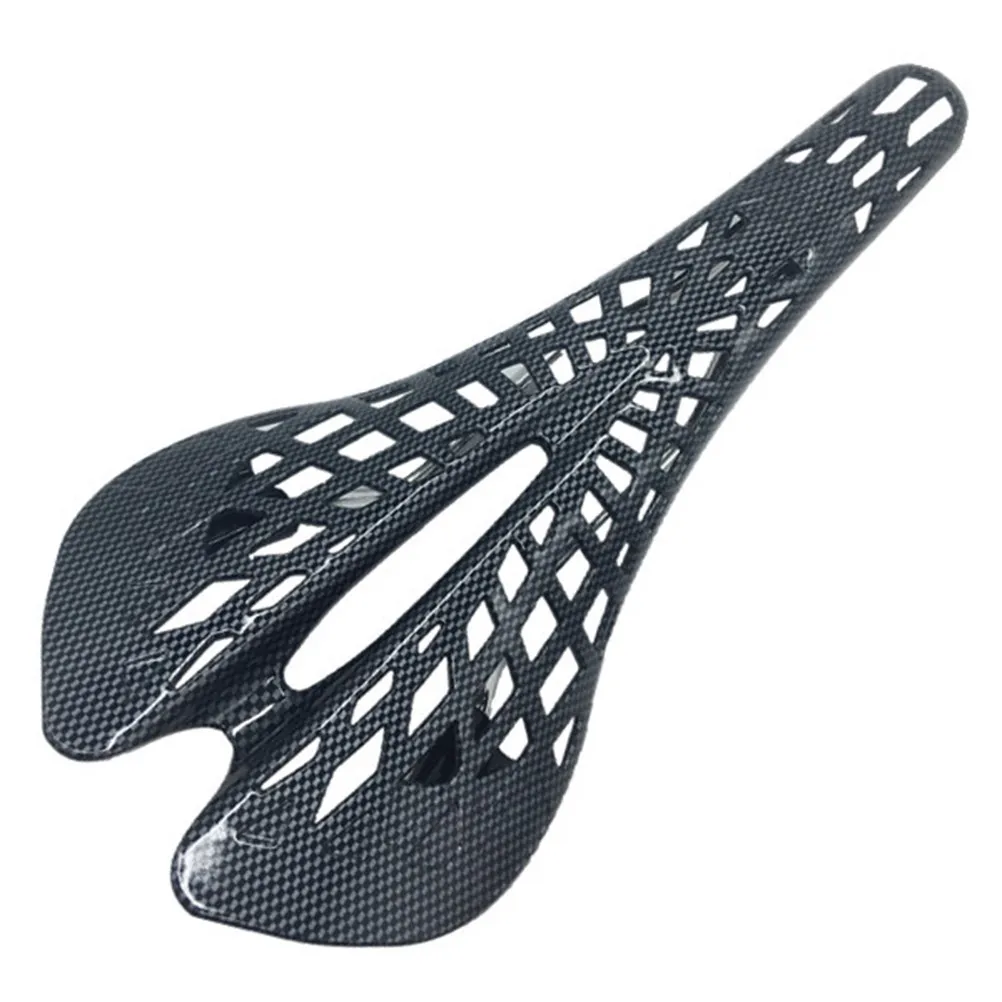 

1Pcs Carbon Fiber Texture Bike Saddle with 40 Ventilation Holes Raised Rails Enhanced Flexibility Downward Nose Angle Breathable