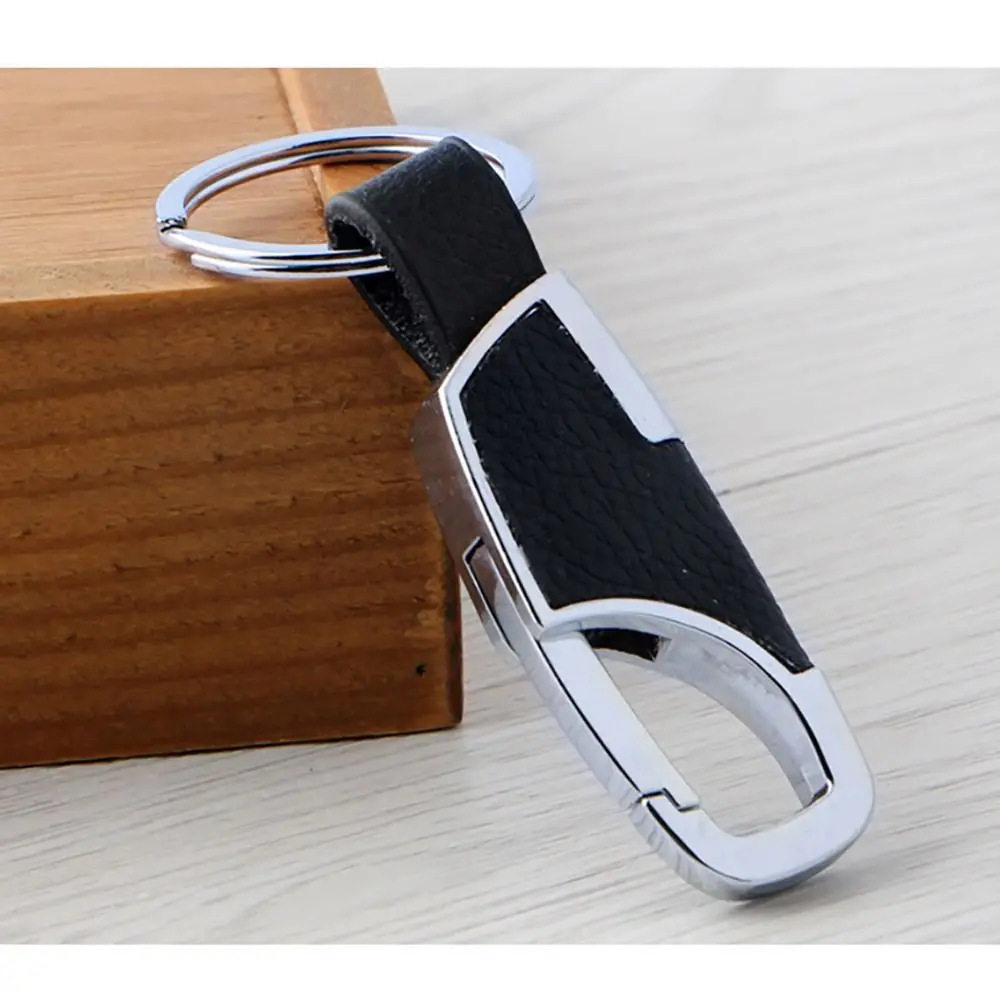 1Pcs Luxury Leather Men Keychain Black Clasp Creative DIY Keyring Holder Outdoor Car Key Chain For Men Jewelry Gift