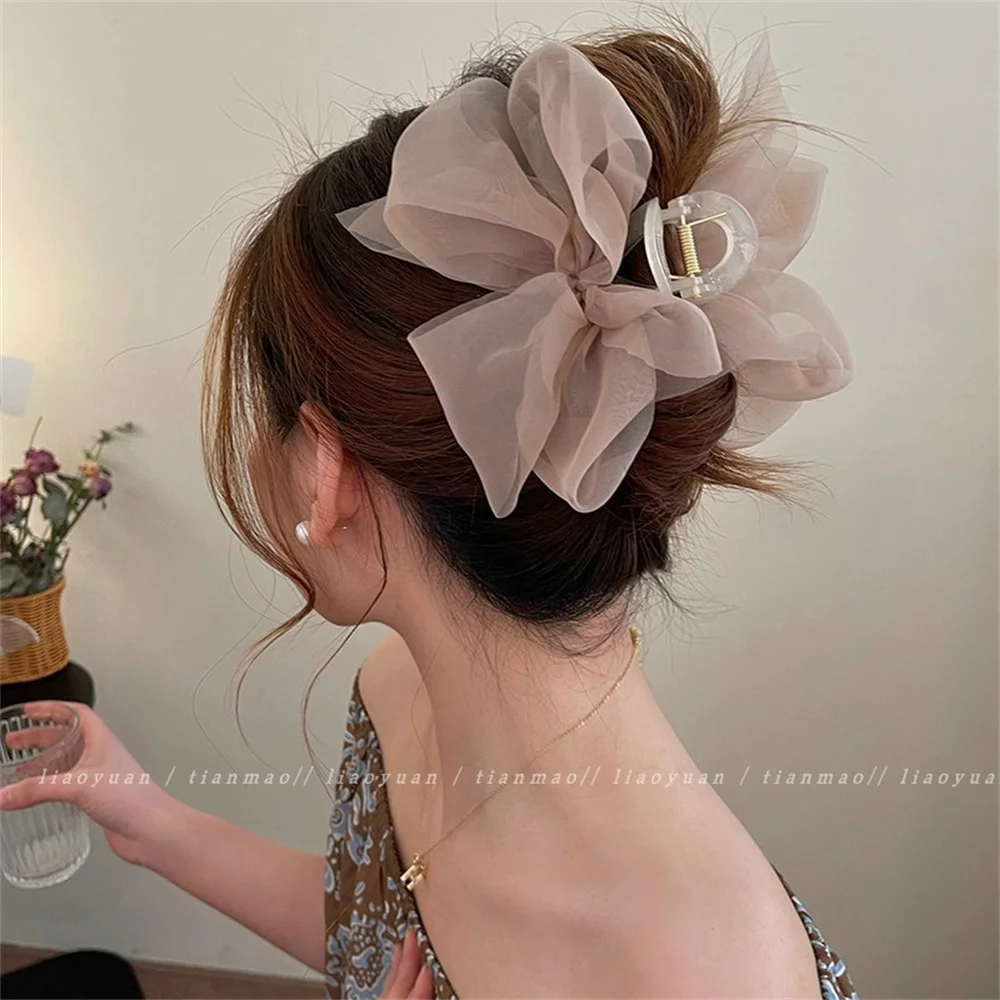 Mesh Bowtie With A Straight Line Clip Girl'S Ponytail Claw Clip Good-Looking Firm And Not Easy To Loosen Hair Styling Tool