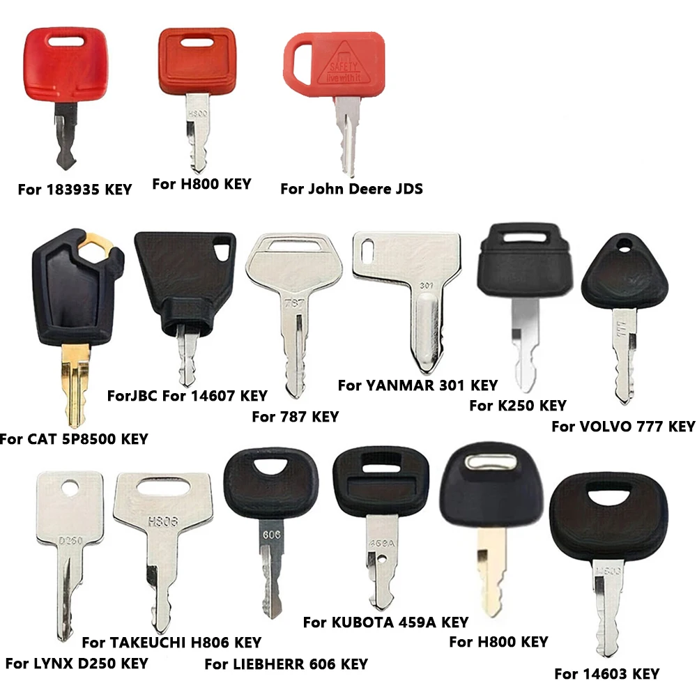 15-teiliges Zündschlüssel-Set für Baumaschinen von Yanmar, JCB, Volvo, CAT, Kubota, Takeuchi, Liebherr, John Deere, Bagger und Traktoren – Detail 1