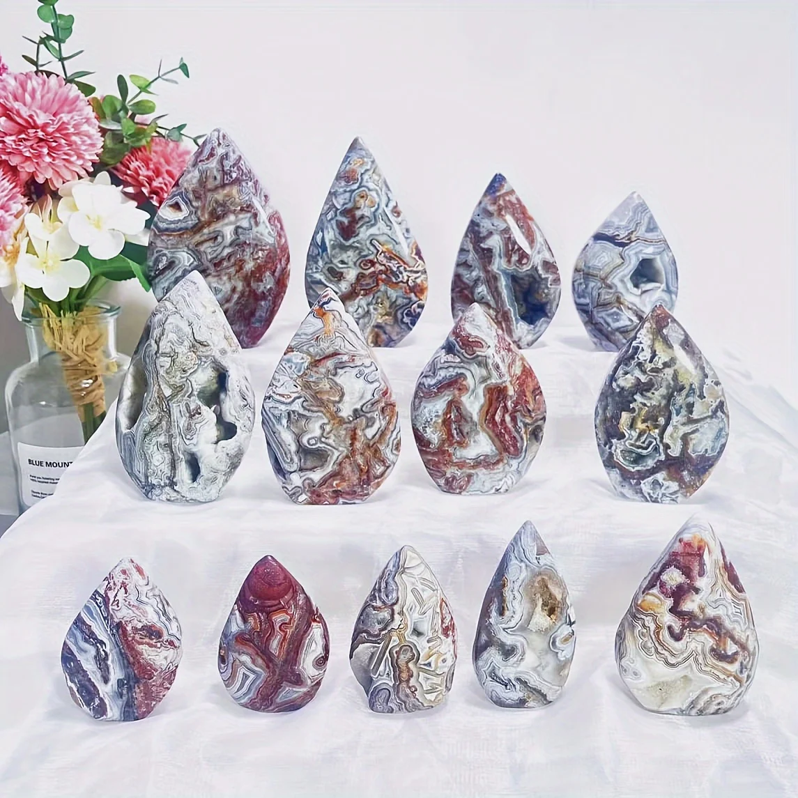 Natural Mexican Agate Ornament, Recent Crystal Decoration Gift For Parents, Natural Quartz Crystal, Holiday Party Table Decor