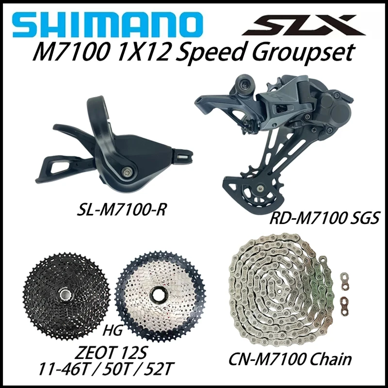 

SHIMANO Deore SLX M7100 1X12S Groupset 12V Shift Lever Rear Derailleur for MTB CN-M7100 Chain ZEOT Flywheel 11-46T/50T/52T