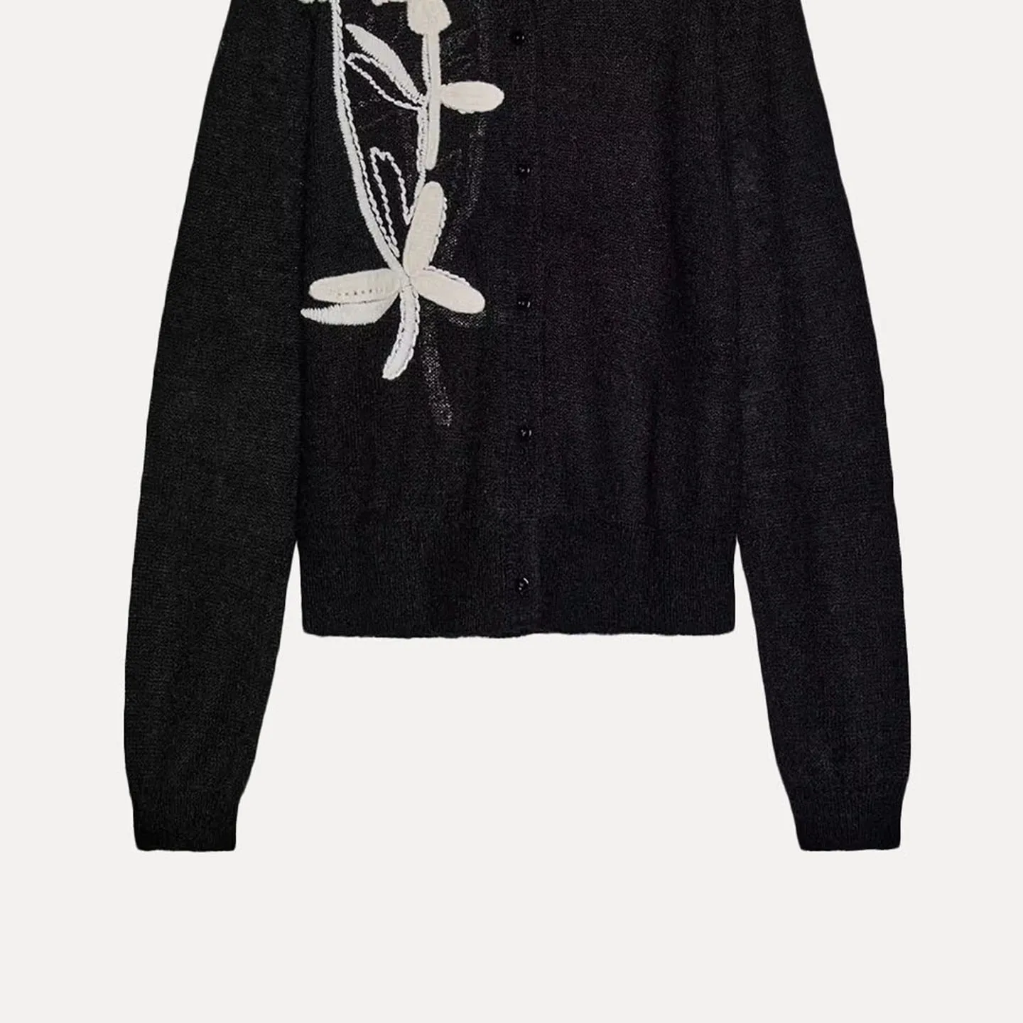 Z Mujer Faionable Ele Jaet de punto 2025 Recién llegado Bordado floral Prendas de abrigo versátiles Cárdigan redondo Ne