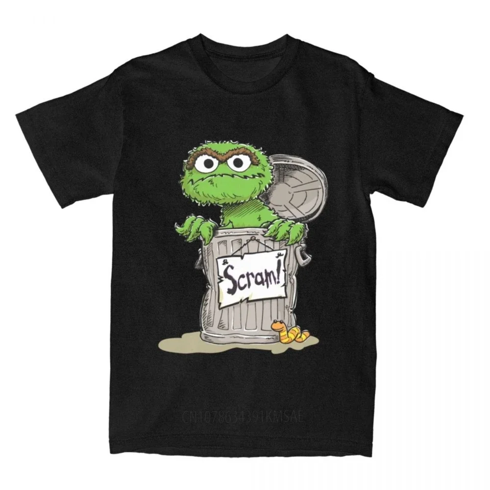 Men Women Cartoon Oscar The Grouch Scram T Shirt Cotton Tops Leisure Short Sleeve O Neck T Shirt Large Size T Shirt