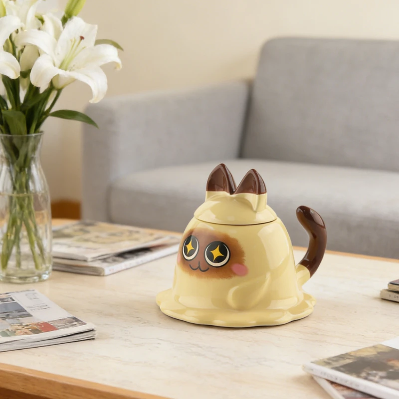 Neue Niedliche Siamesische Katzen-Keramiktasse Liebliches Katzenmuster Wasserbecher für Zuhause und Büro Geburtstagsgeschenk Exquisite Haushalts-Nachmittagstee-Tassen