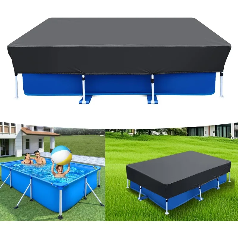 210D Rectangular Pool Cover Swimming Pool Cover for Above Ground Pool Frame Dust Rain Proof Garden Outdoor Square Pools Cover