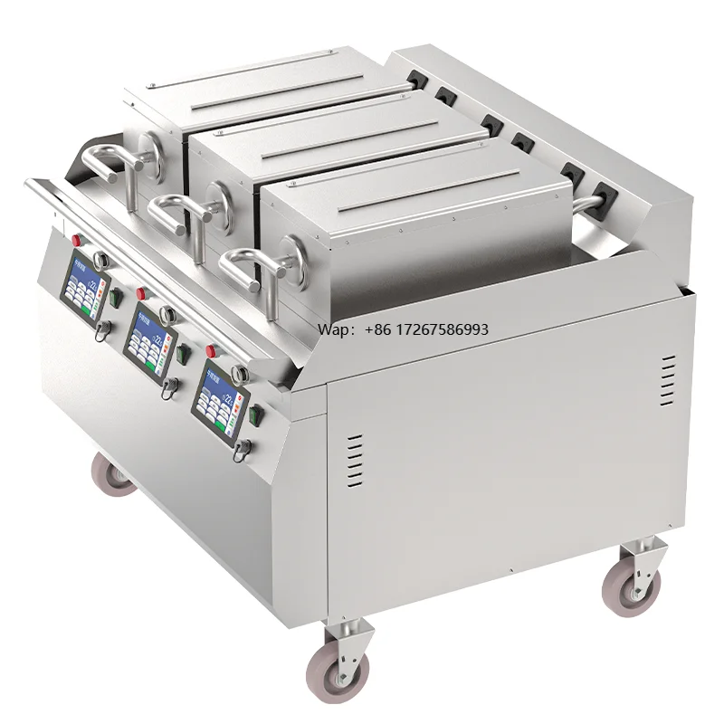 Commercial Triple Burner Clamshell Griddle Programmable Dual-Sided Grill Independent Temperature Control for Fast Food Cooking