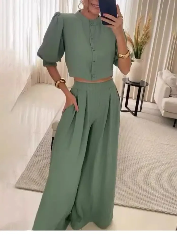 

New Spring And Summer Fashion Striped Mid-sleeved Top Trousers Suit Women's Clothing Elegant Casual Woman 2 Piece Set Outfit