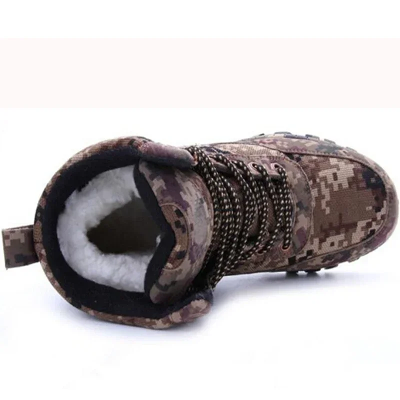 Winter Men\'s Snow Boots Men Combat Army Boots Winter Camouflage Warm High-top Cotton Shoes Mens Plush Wool Boots Size 39-46