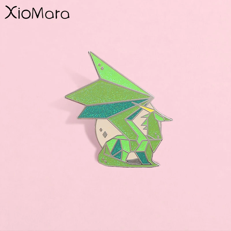 Geometric Splicing Triangle Dragon Enamel Pin, Glitter Dragon Badge, Fashion Clothes Backpacks Accessory, Gift for Dragon Lovers