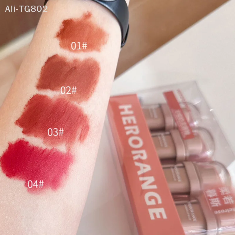 HERORANGE Rossetto Velluto Opaco Lucidalabbra Impermeabile a Lunga Durata Tinta Sexy Rosso Arancione Trucco Labbra per Le Donne Smalto Labbra Cosmetici