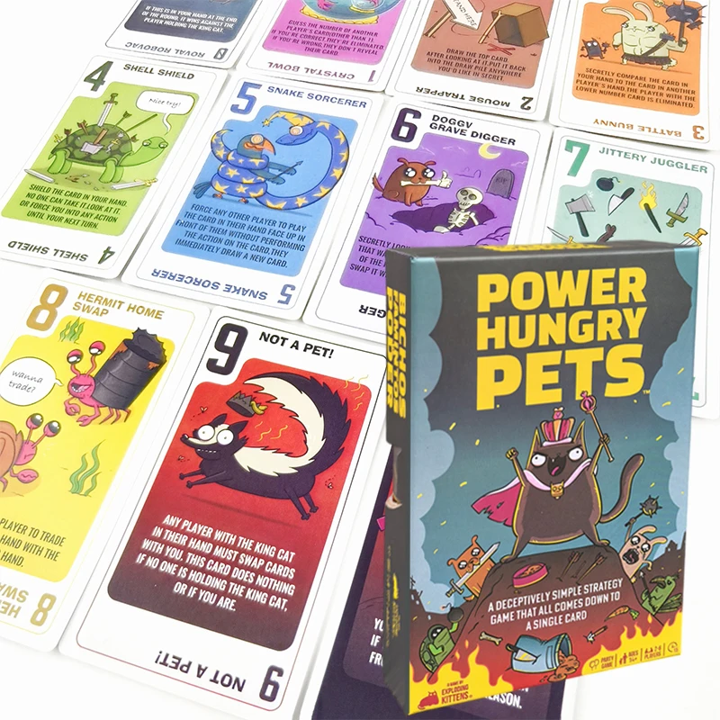 Power Hungry Pets Card Game Family Party Strategy Cards Games Board Game Cards Party Card Challenging Strategy Game