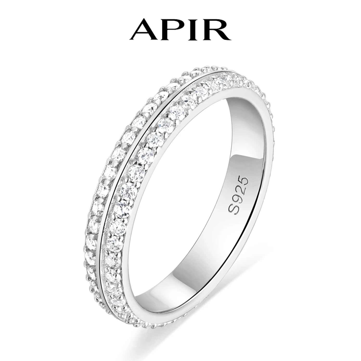 

Кольцо APIR с муассанитом Eternity, обручальное кольцо с бриллиантами для женщин, стерлинговое серебро 925 пробы, классическое штабелируемое кольцо, ювелирные изделия