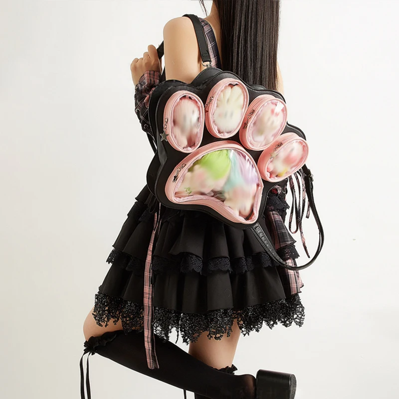 Japanese Cute Cat Paw Ita Bag Y2K Ulzzang Multi-Layer Large Capacity Crossbody Backpack, Fashionable Itabag for Girls Pain Bag