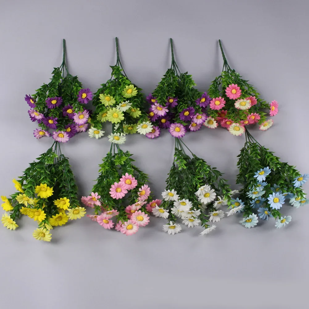 15 Heads Artificial Flowers 5 Branches Reusable 36CM Silk Daisy Plastic Fake Plants Weddings Table Garden Home Outdoor Decors