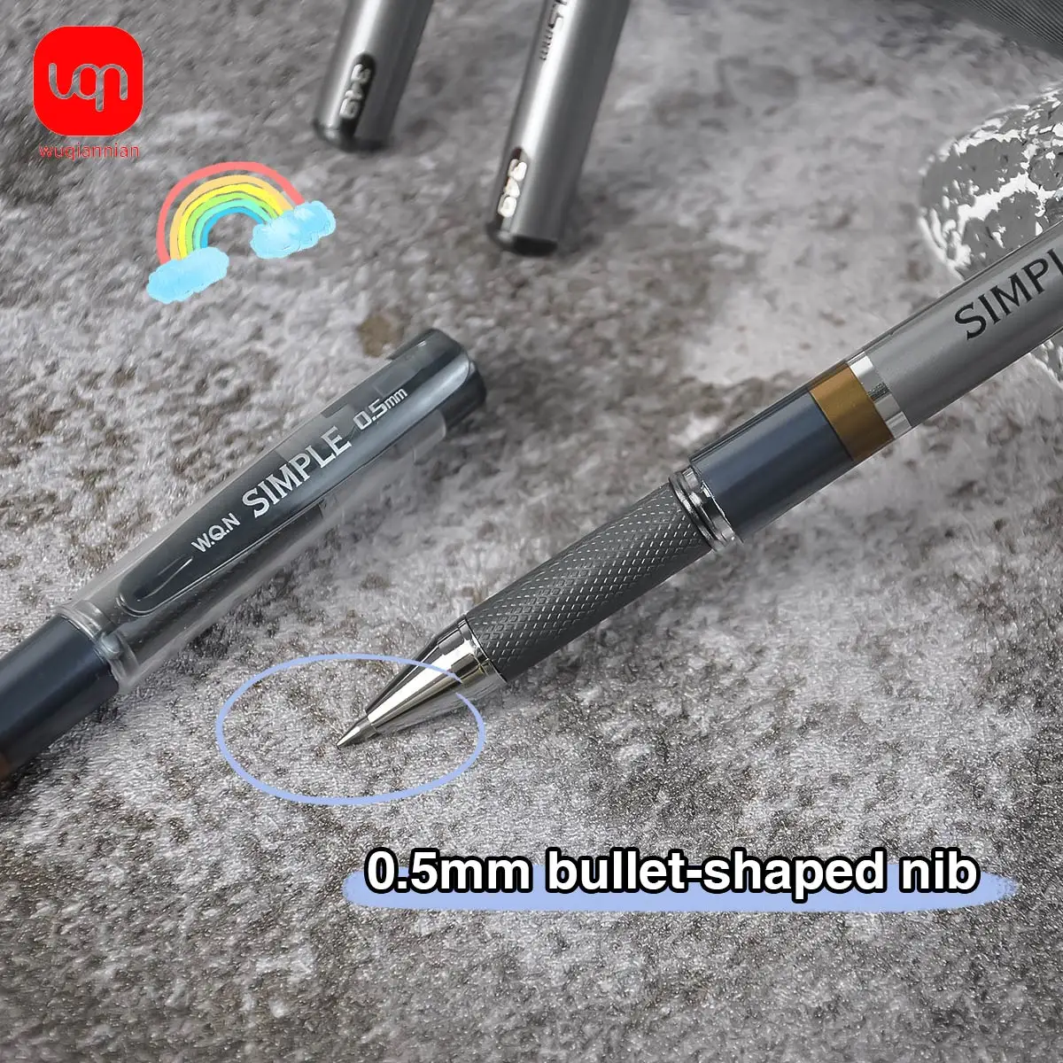 WQN-3/6/12PCS High Appearance Level Black Gel Pen 0.5mm Tip Black Ink Business Signature Pen For Writing And Student Stationery