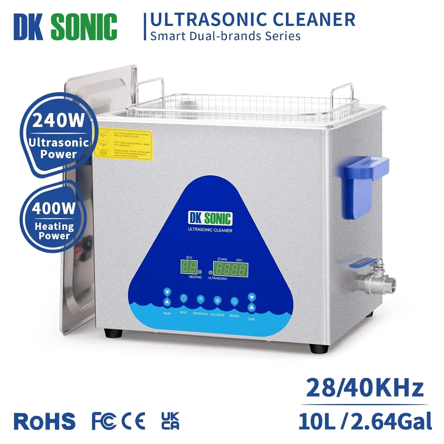 Ultrasonic Cleaner with Digital Timer and Basket for Coins, Small Metal Parts, Record, Circuit Board