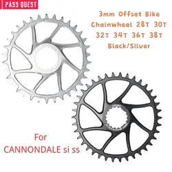 Pass Quest 3mm Offset Bike Chainwheel 28T 30T 32T 34T 36T 38T Black/Silver Bicycle Chainrings For CANNONDALE si ss Bike Parts