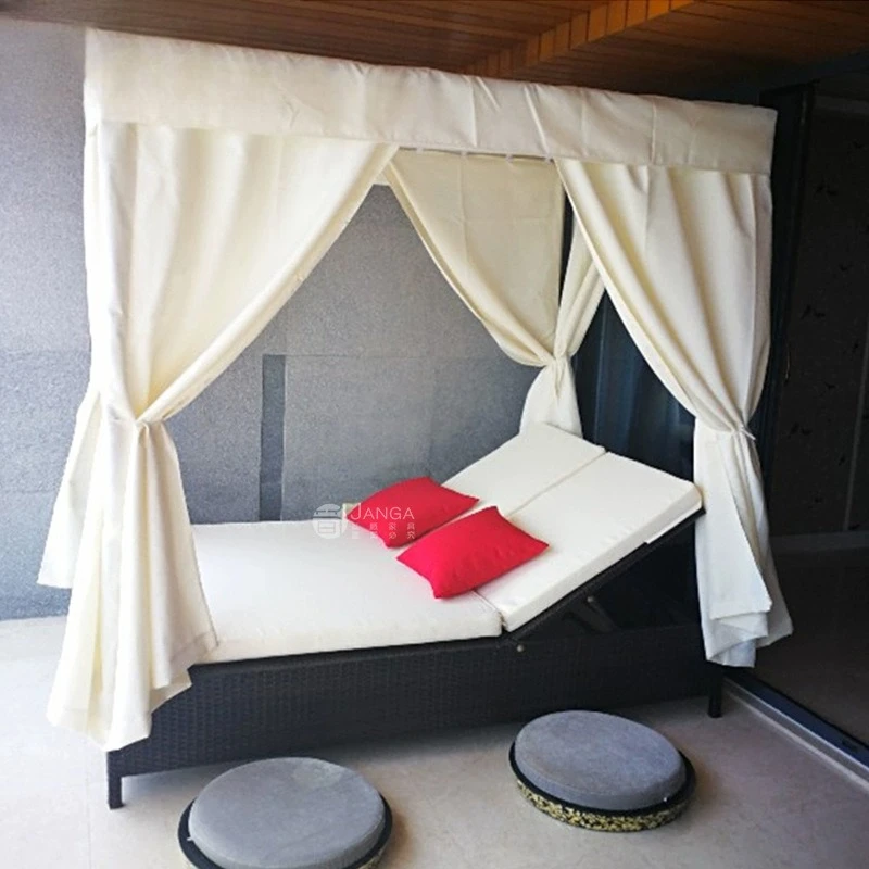 Outdoor Villa Terrace Lying Bed Leisure Terrace Swimming Pool Rattan Sofa Bed Seaside Beach Sunbeds